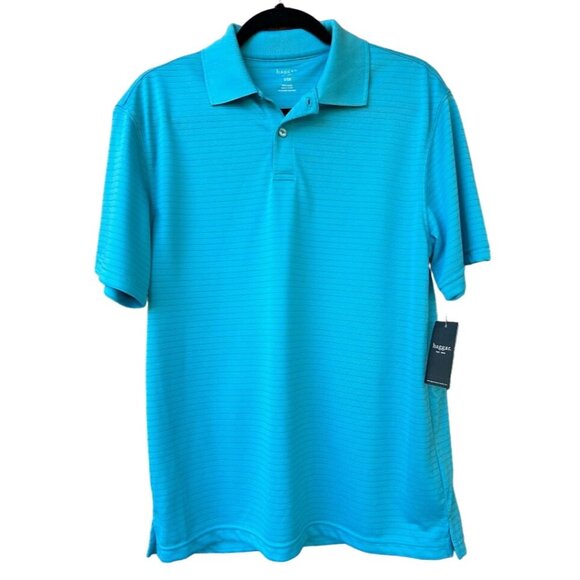 NEW Haggar Mens Polo Shirt Size Small Scuba Blue Short Sleeve‎ Golf Sports - Picture 1 of 5
